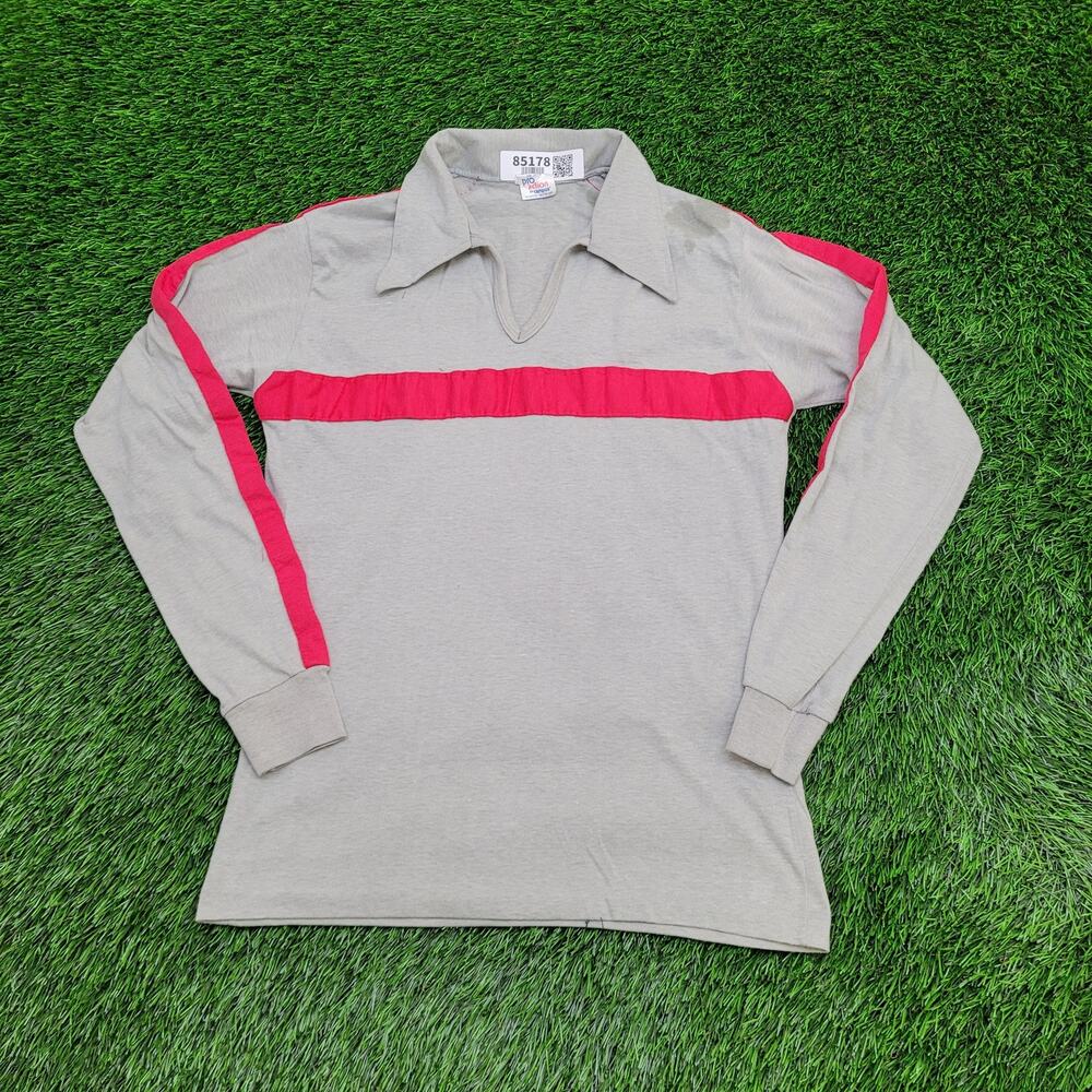 Vintage 80s MOD Campus Polo Shirt Womens XS/S 17x25 Gray USA